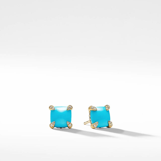 David Yurman Chatelaine(R) Earrings with Turquoise in 18k Gold, 8mm