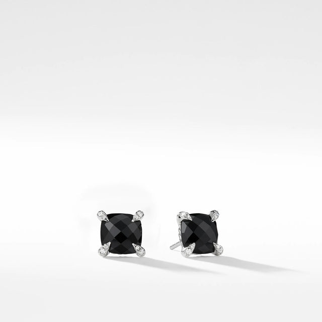 David Yurman Chatelaine(R) Stud Earrings with Black Onyx and Diamonds, 9mm