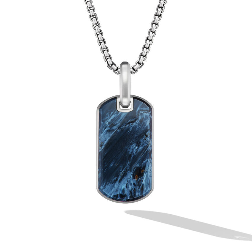 David Yurman Chevron Sterling Silver with Pietersite 27mm Tag