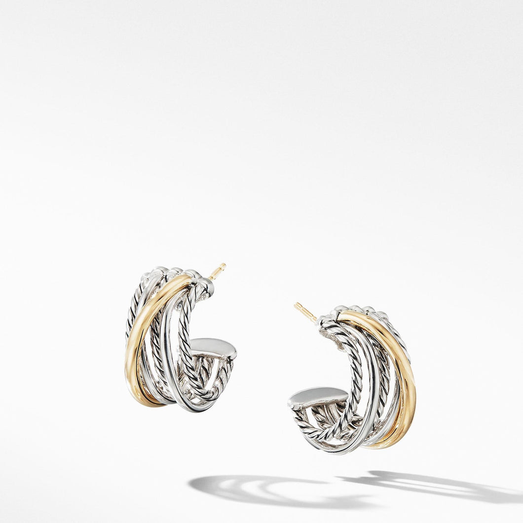 David Yurman Crossover Collection Huggie Hoop Earrings with 18k Yellow Gold