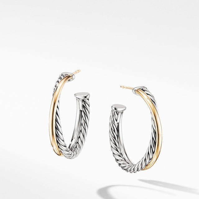 David Yurman Crossover Collection Medium Hoop Earrings with 18k Yellow Gold