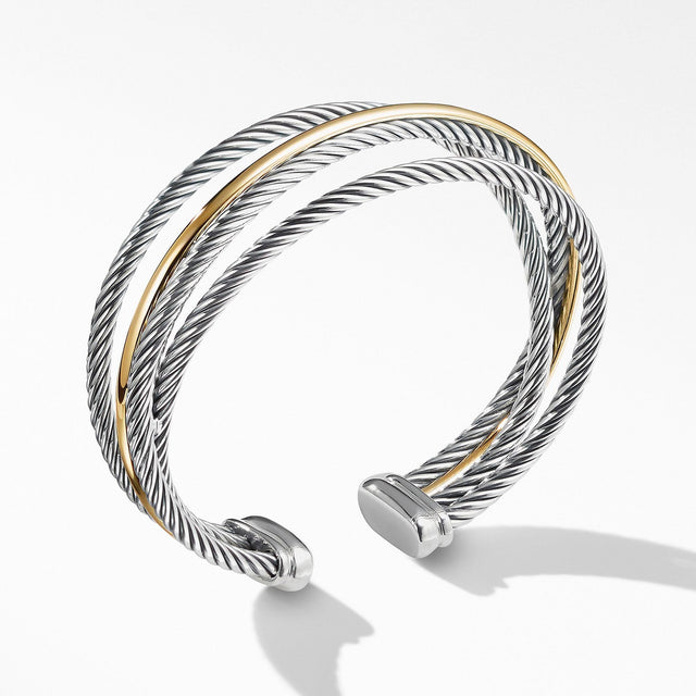 David Yurman Crossover Collection Three-Row Cuff with 18k Yellow Gold, 18mm