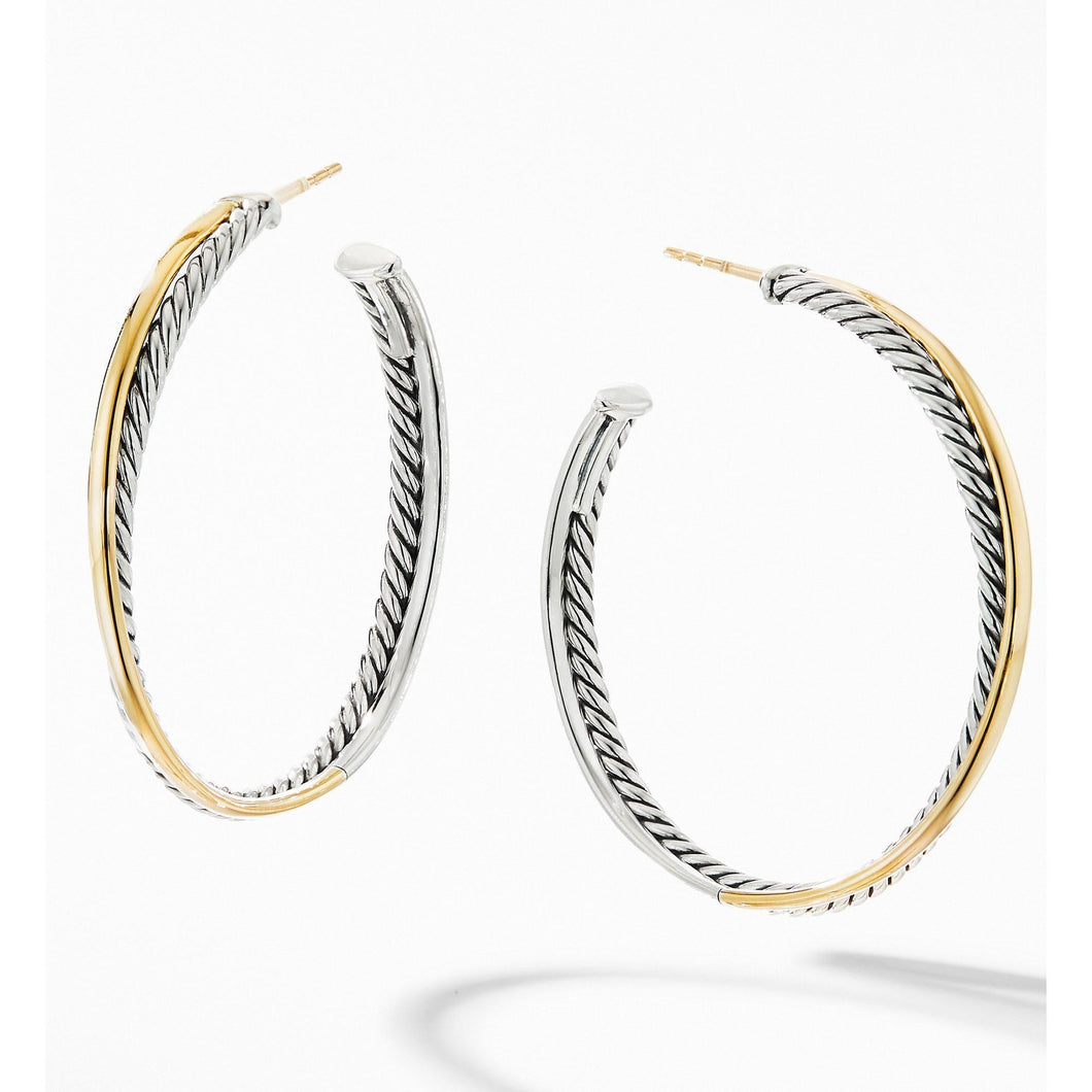 David Yurman Crossover Collection XL Hoop Earrings with 18k Yellow Gold