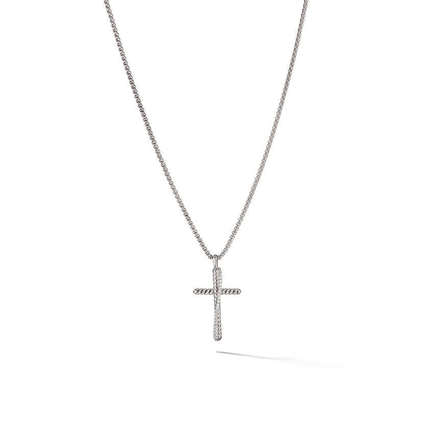 David Yurman Crossover Cross Necklace with Pave Diamonds - 16 Inches