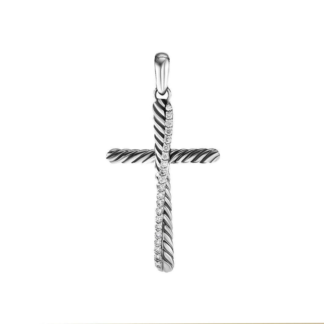 David Yurman Crossover Cross Pendant with Pave Diamonds