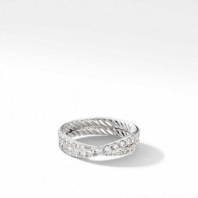 David Yurman Crossover Wedding Band with Diamonds in Platinum, 5.2mm - Size 6.5
