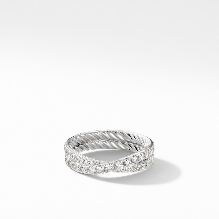 David Yurman Crossover Wedding Band with Diamonds in Platinum, 5.2mm - Size 6.5