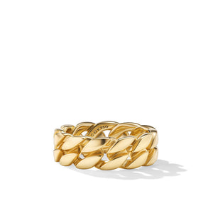 David Yurman Curb Chain 18K Yellow Gold 8mm Ring - Size 11