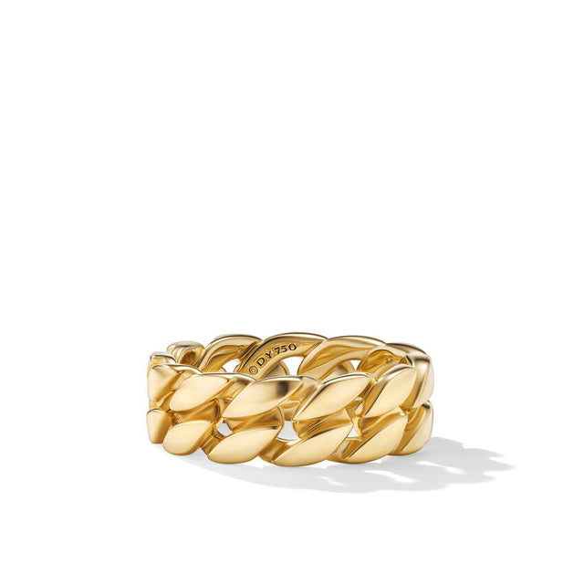 David Yurman Curb Chain 18K Yellow Gold 8mm Ring - Size 11