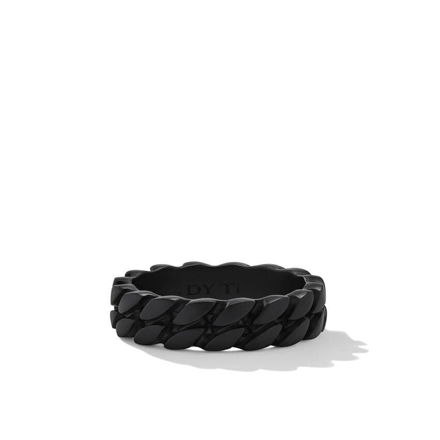 David Yurman Curb Chain Black Titanium 6mm Ring - Size 9