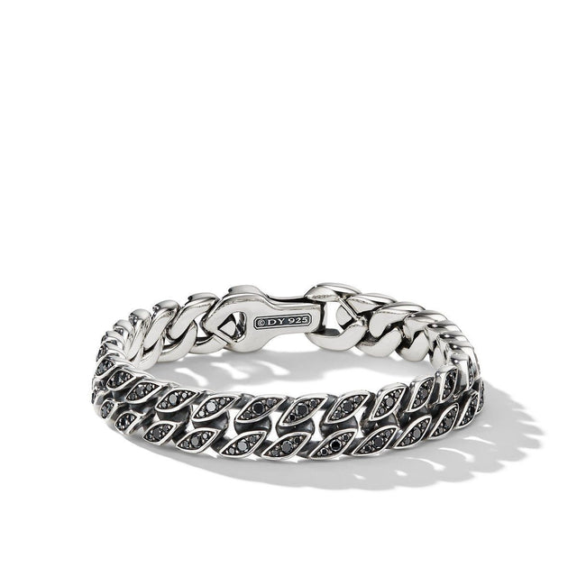 David Yurman Curb Chain Bracelet with Pave Black Diamonds | 11.5mm | Medium
