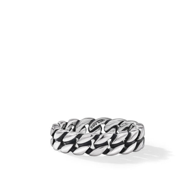 David Yurman Curb Chain Sterling Silver 6mm Ring - Size 9