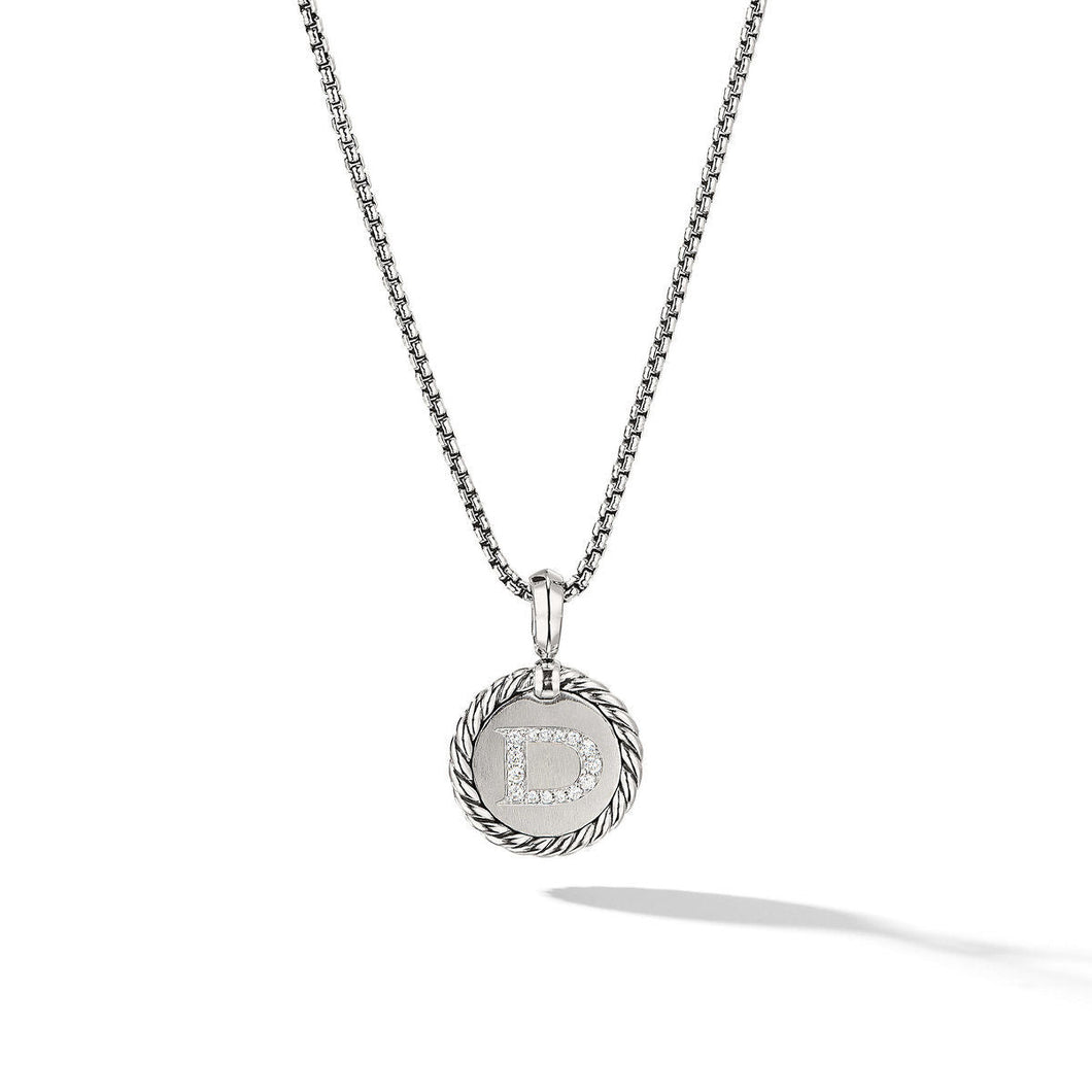David Yurman D Initial Charm with Pave Diamonds
