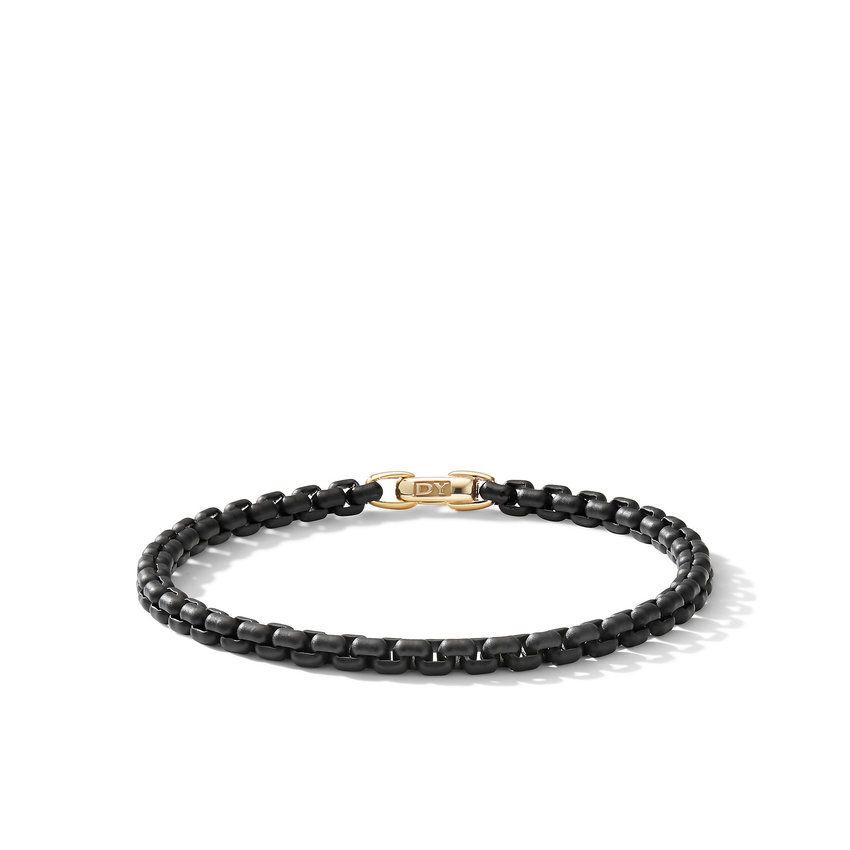 David Yurman DY Bel Aire Chain Bracelet in Black with 14K Yellow Gold Accent - Small