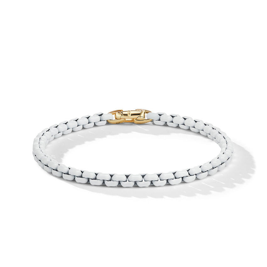 David Yurman DY Bel Aire Chain Bracelet in White with 14K Yellow Gold Accent | Size Large