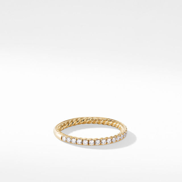 David Yurman DY Eden Partway Band Ring in 18K Yellow Gold with Diamonds, 1.85mm - Size 4.5