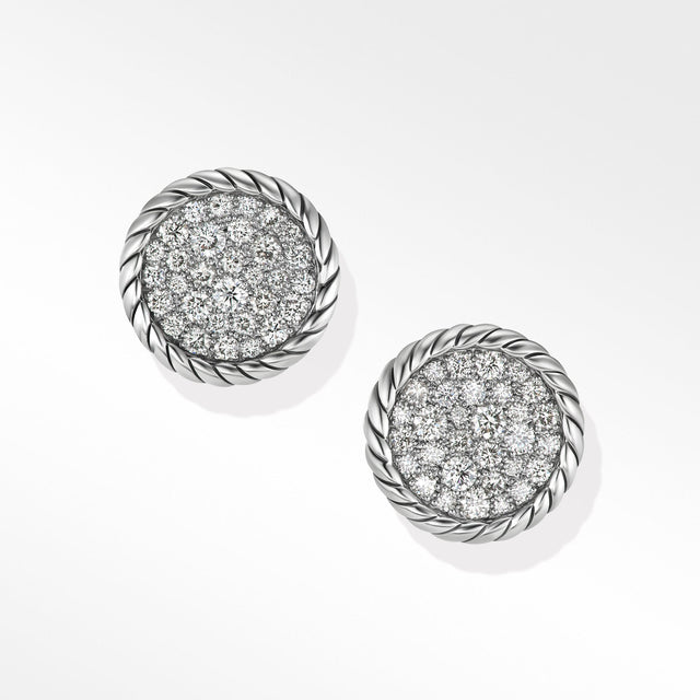 David Yurman DY Elements Button Stud Earrings with Pave Diamonds