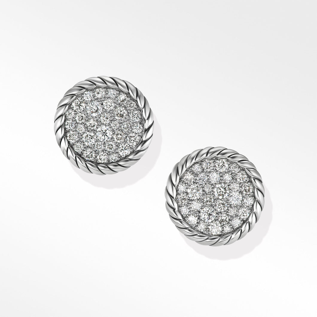 David Yurman DY Elements Button Stud Earrings with Pave Diamonds