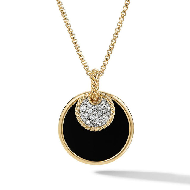 David Yurman DY Elements Convertible Pendant Necklace in 18K Yellow Gold with Black Onyx and Mother of Pearl and Pave Diamonds