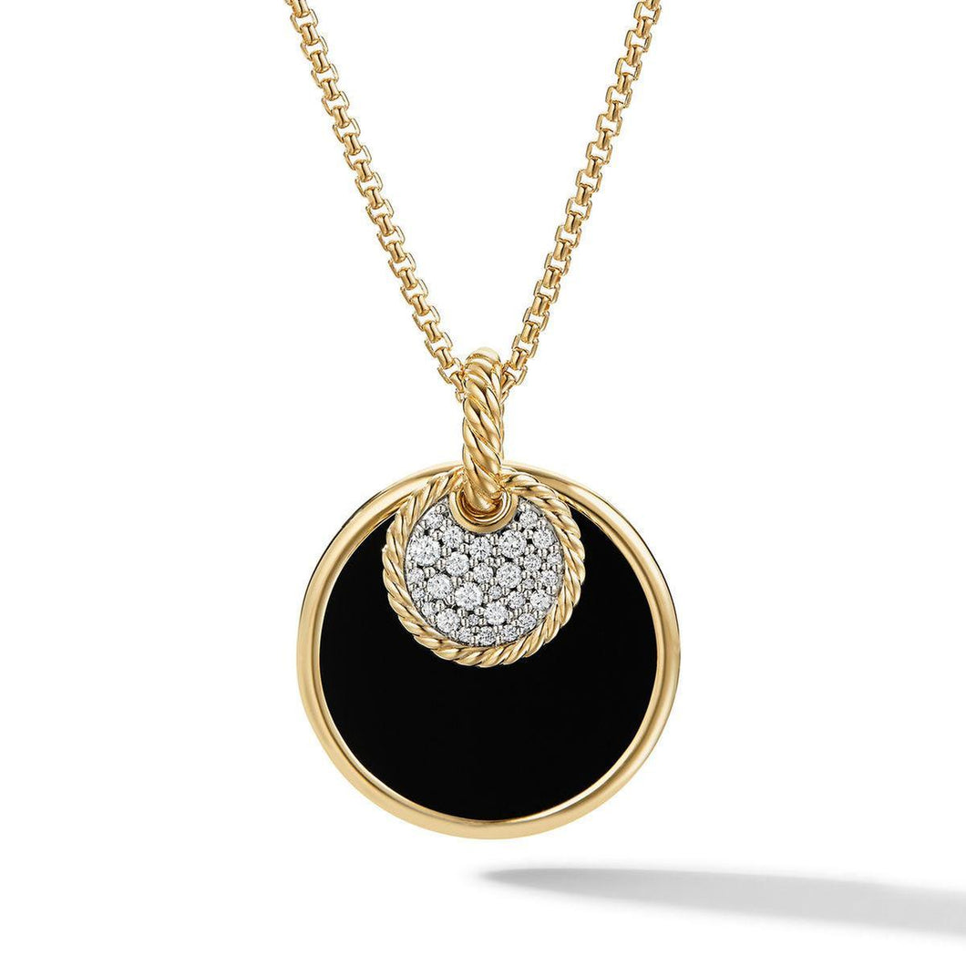 David Yurman DY Elements Convertible Pendant Necklace in 18K Yellow Gold with Black Onyx and Mother of Pearl and Pave Diamonds