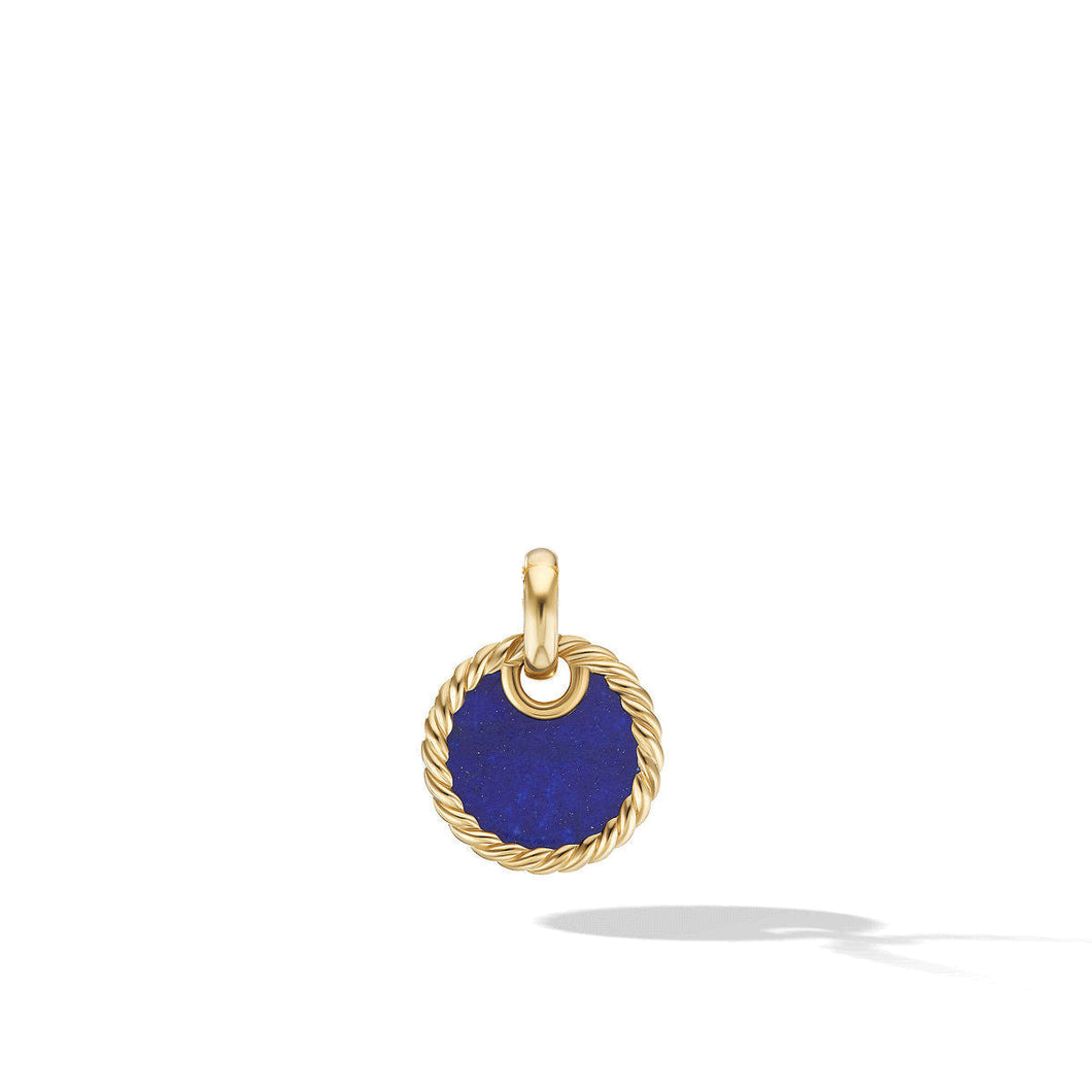David Yurman DY Elements Disc Pendant in 18K Yellow Gold with Lapis | 15.5 mm