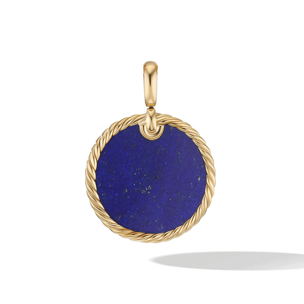 David Yurman DY Elements Disc Pendant in 18K Yellow Gold with Lapis | 24mm