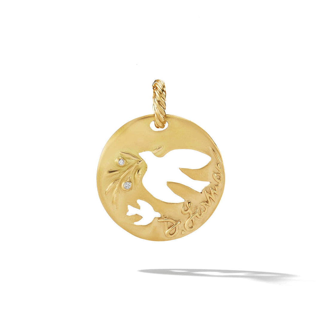 David Yurman DY Elements Dove Pendant in 18K Yellow Gold with Diamonds