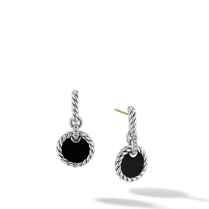 David Yurman DY Elements Drop Earrings with Black Onyx and Pave Diamonds