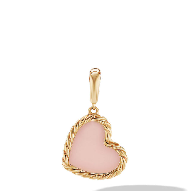 David Yurman DY Elements Heart Amulet in 18K Yellow Gold with Pink Opal