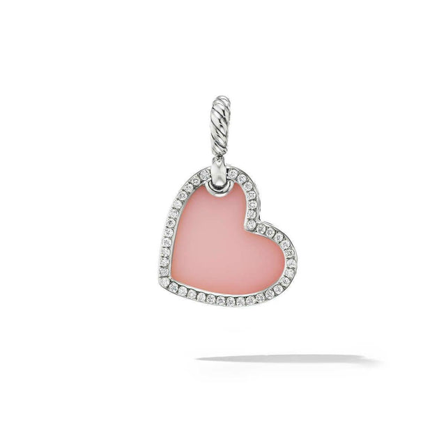 David Yurman DY Elements Heart Amulet with Pink Opal and Pave Diamonds