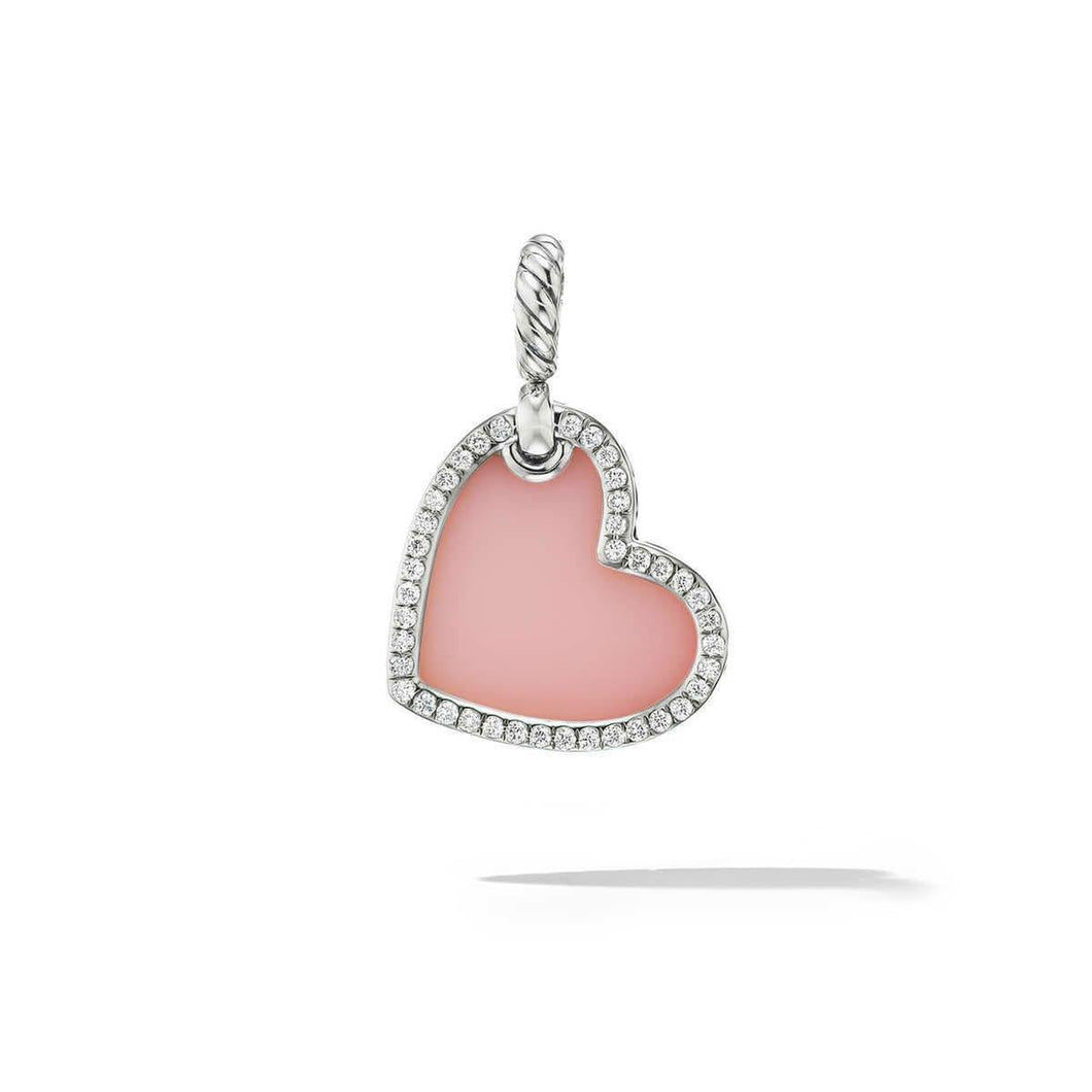 David Yurman DY Elements Heart Amulet with Pink Opal and Pave Diamonds