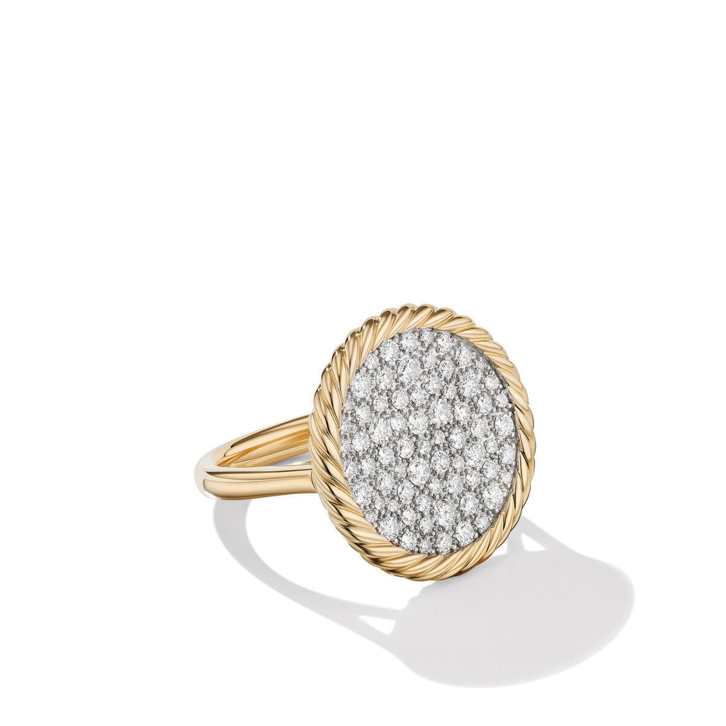 David Yurman DY Elements Ring in 18K Yellow Gold with Pave Diamonds - Size 7