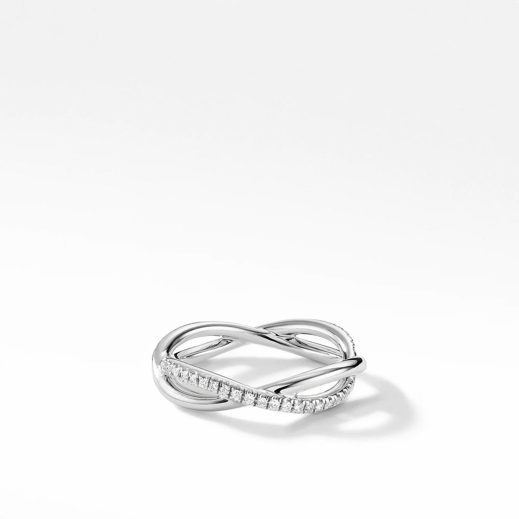 David Yurman DY Infinity Band Ring in Platinum with Diamonds, 4.18mm - Size 4.5