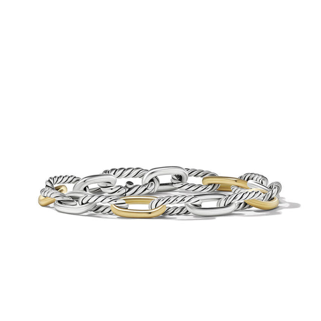 David Yurman DY Madison Chain Bracelet in Sterling Silver with 18K Yellow Gold | Medium