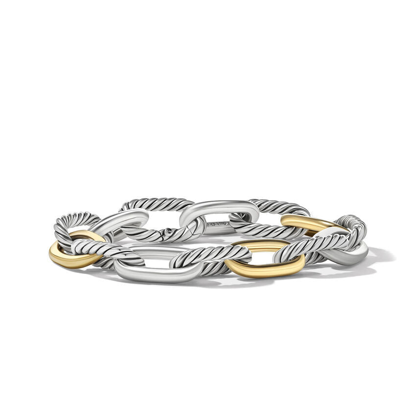 David Yurman DY Madison Chain Bracelet in Sterling Silver with 18K Yellow Gold | Small