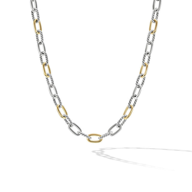 David Yurman DY Madison Chain Necklace in Sterling Silver with 18K Yellow Gold | 18 Inch