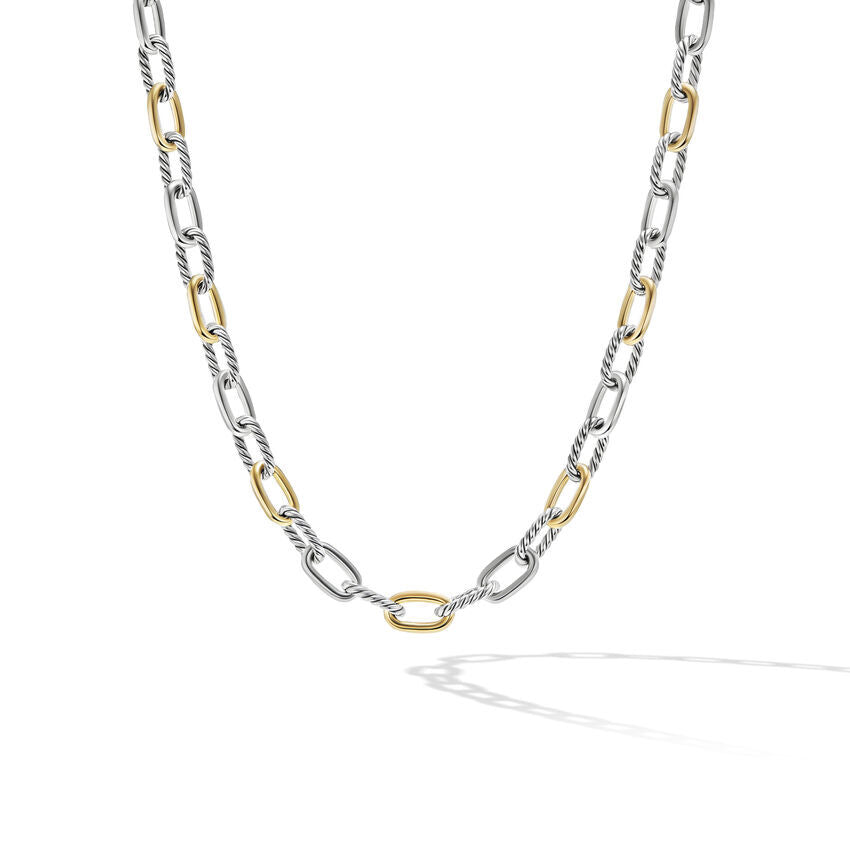 David Yurman DY Madison Chain Necklace in Sterling Silver with 18K Yellow Gold | 18 Inch
