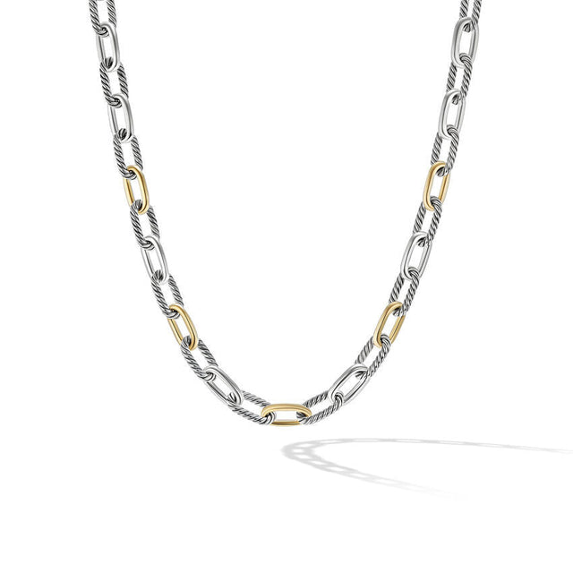 David Yurman DY Madison Chain Necklace in Sterling Silver with 18K Yellow Gold | 18 Inch