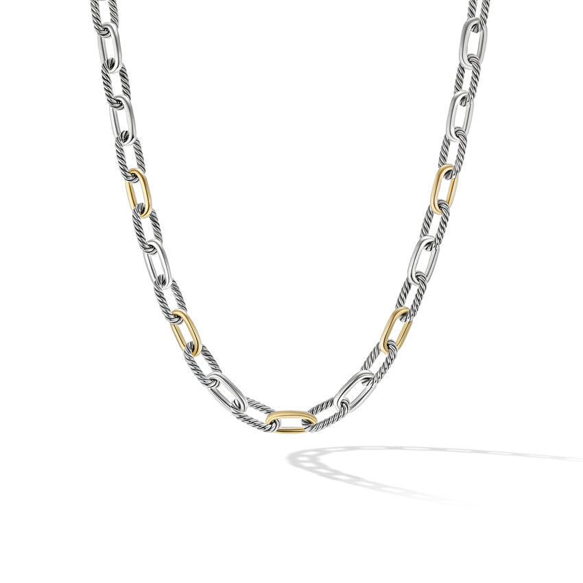 David Yurman DY Madison Chain Necklace in Sterling Silver with 18K Yellow Gold | 18 Inch