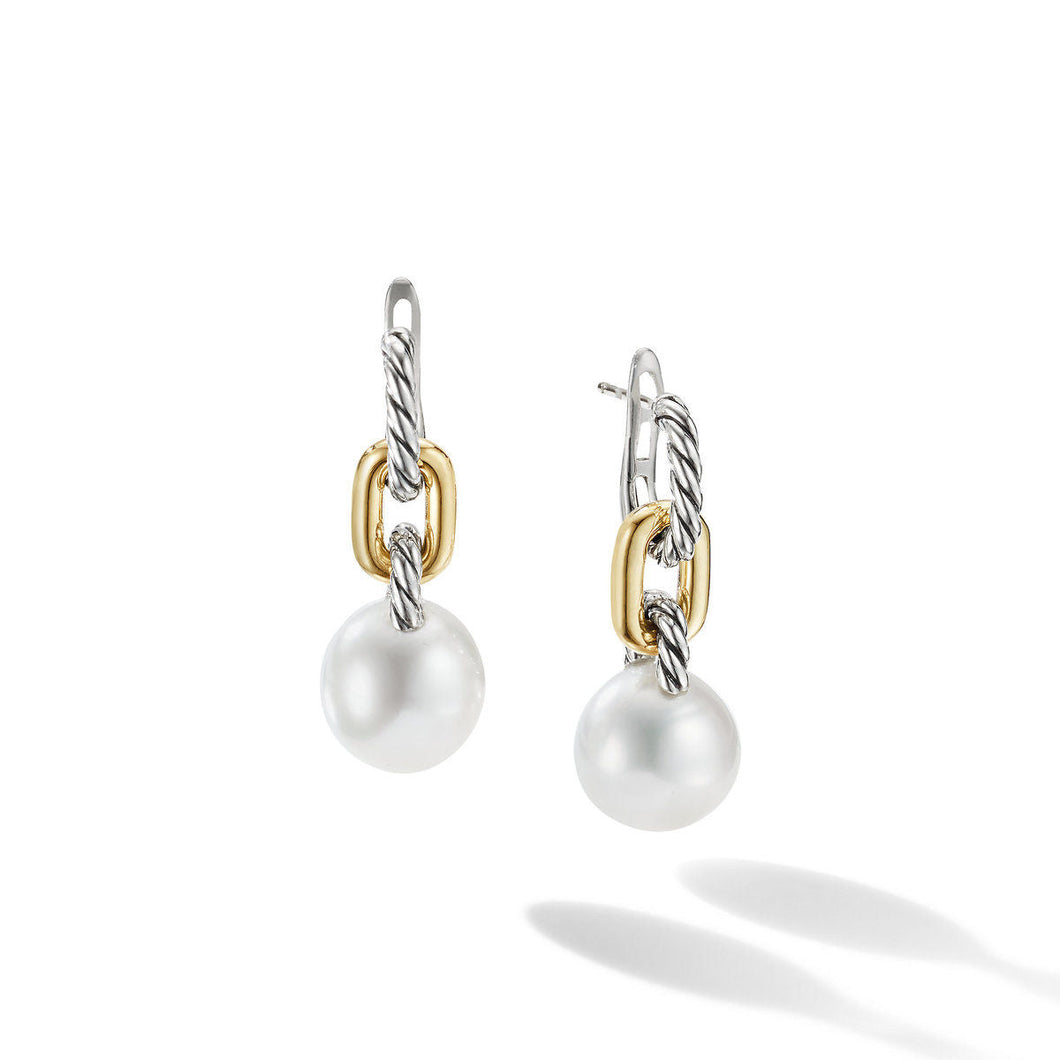 David Yurman DY Madison Pearl Chain Drop Earrings in Sterling Silver with 18K Yellow Gold