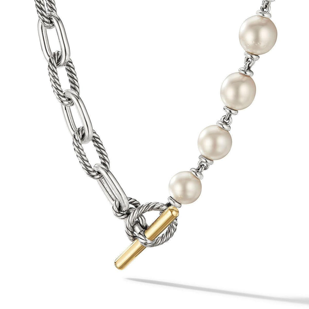 David Yurman DY Madison Pearl Chain Necklace with 18K Yellow Gold