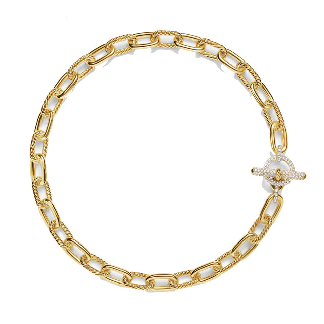 David Yurman DY Madison Toggle Chain Necklace in 18k Yellow Gold with Diamonds 11mm - 18 Inches