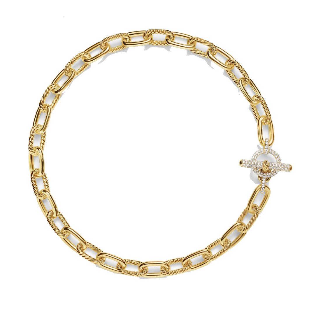 David Yurman DY Madison Toggle Chain Necklace in 18k Yellow Gold with Diamonds 11mm - 18 Inches
