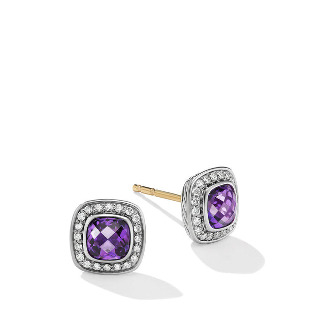 David Yurman David Yurman Petite Albion Stud Earrings with Amethyst and Pave Diamonds