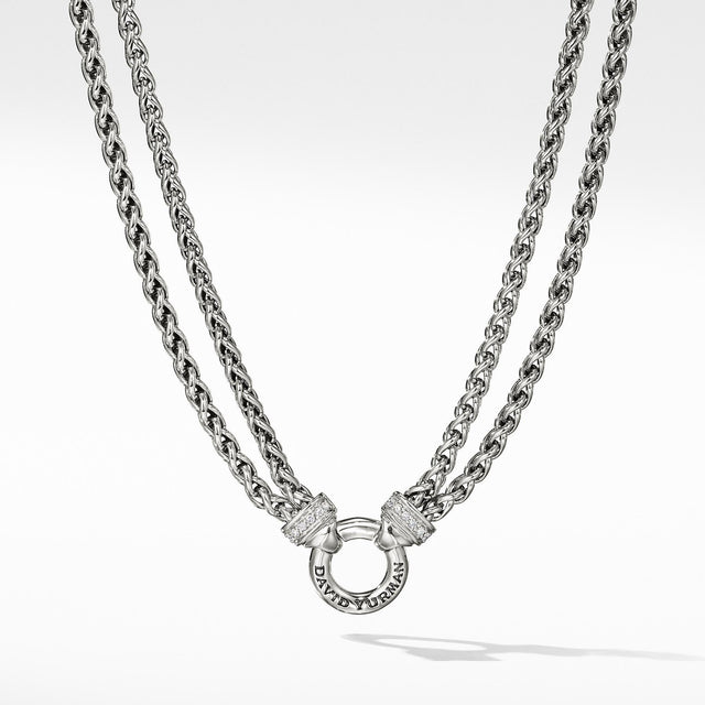 David Yurman Double Wheat Chain Necklace with Diamonds, 18 Inches