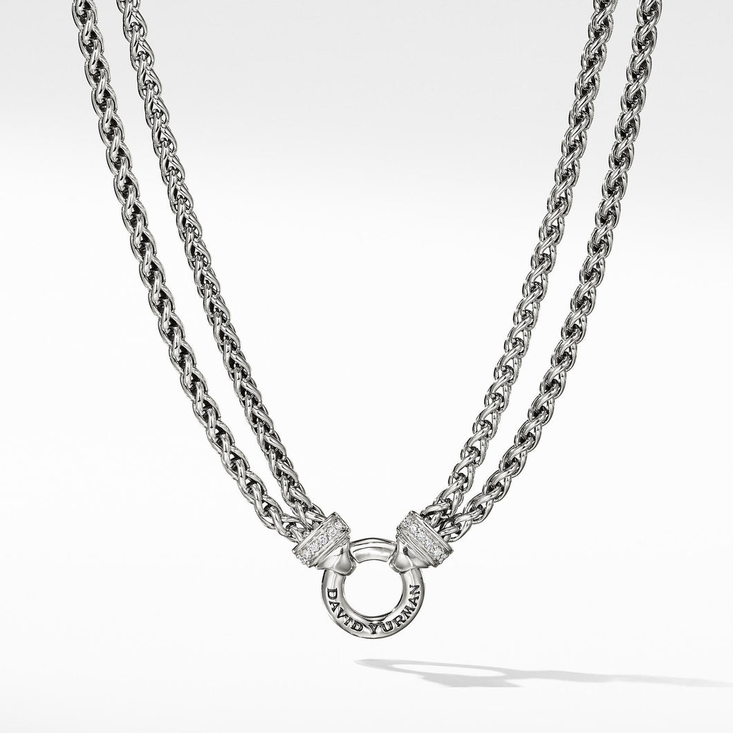 David Yurman Double Wheat Chain Necklace with Diamonds, 18 Inches