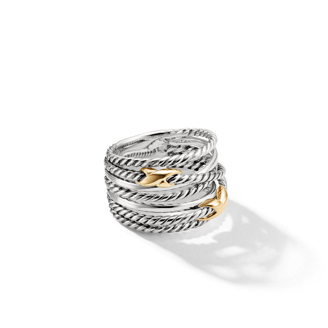 David Yurman Double X Crossover Ring with 18k Gold - Size 7