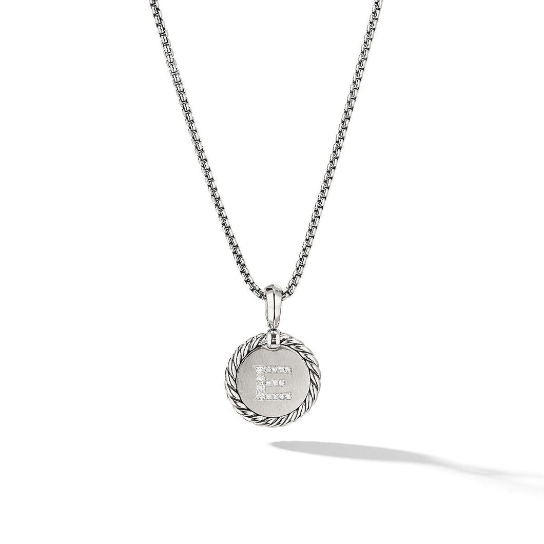 David Yurman E Initial Charm with Pave Diamonds