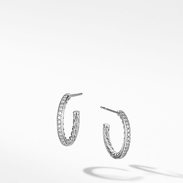 David Yurman Extra-Small Hoop Earrings in with Pave Diamonds