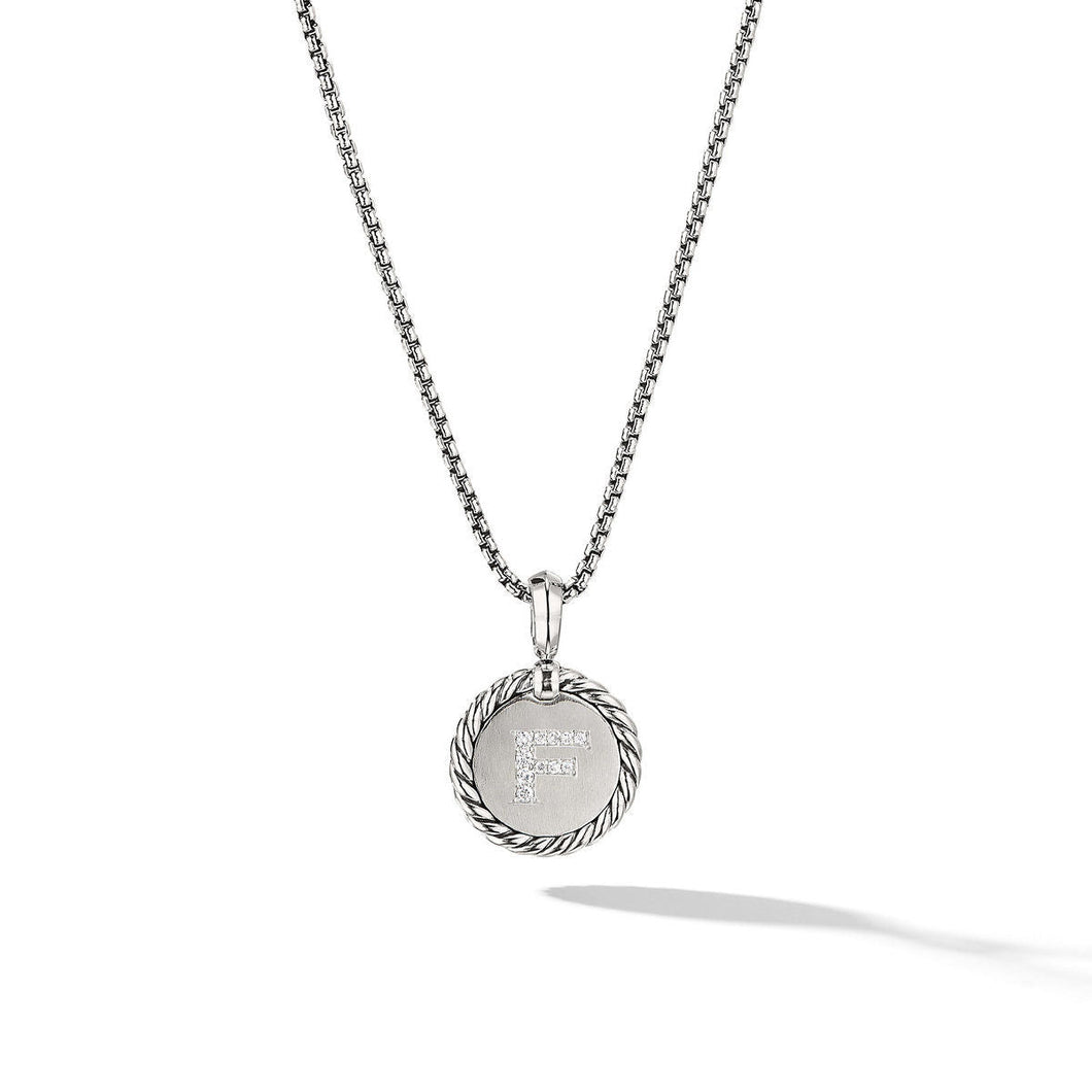 David Yurman F Initial Charm with Pave Diamonds